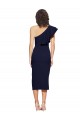 Affordable Sheath One Shoulder Stretch Crepe Midi Length Dark Navy Formal Evening Dress Canada