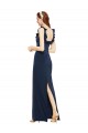 Affordable Sheath Scoop Neck Stretch Crepe Long Dark Navy Formal Evening Dress Canada