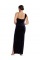 Affordable Sheath Square Neck Stretch Velvet Long Dark Navy Formal Evening Dress Canada