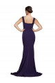 Affordable Sheath Square Neck Stretch Crepe Sweep Train Dark Navy Semi Formal Evening Dress Canada