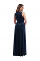 Affordable Sheath V-Neck Stretch Velvet Long Dark Navy Formal Plus Size Evening Dress Canada