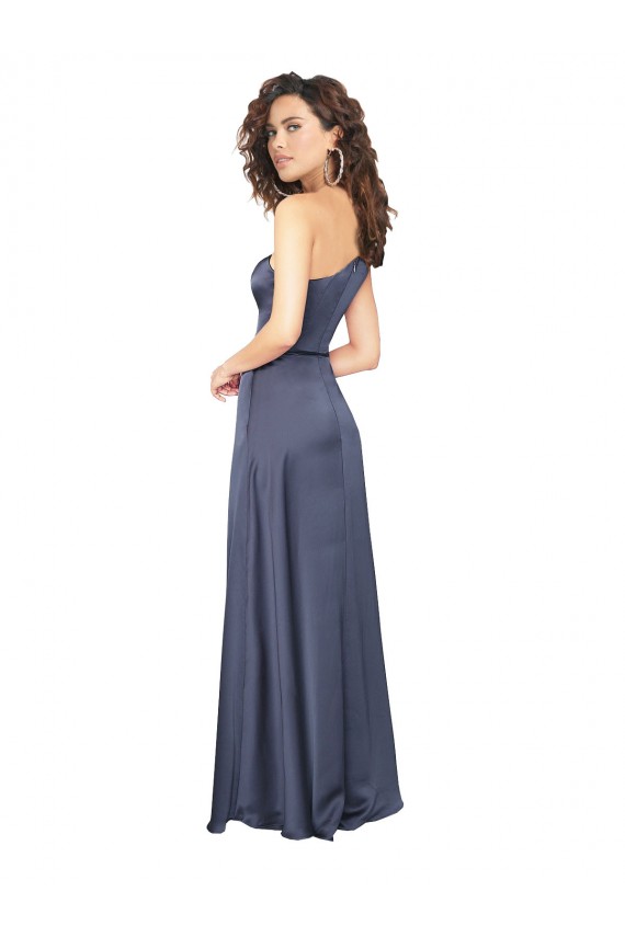 Affordable A-Line One Shoulder Silky Satin Long Dusk Formal Evening Dress Canada
