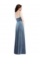 Affordable A-Line Sweetheart Stretch Velvet Long Dusty Blue Semi Formal Evening Dress Canada