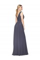 Affordable A-Line High Neck Soft Chiffon Long Dusty Blue Formal Evening Dress Canada