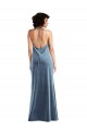 Affordable Sheath Cowl Neck Stretch Velvet Long Dusty Blue Evening Gown Canada