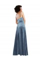 Affordable Sheath Cowl Neck Stretch Velvet Long Dusty Blue Semi Formal Evening Dress Canada