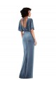 Affordable Sheath Stretch Velvet Long Dusty Blue Semi Formal Evening Dress Canada