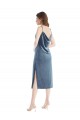 Affordable Sheath One Shoulder Stretch Velvet Long Dusty Blue Semi Formal Evening Dress Canada