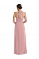 Affordable A-Line Halter Neck Soft Chiffon Long Dusty Pink Semi Formal Evening Dress Canada