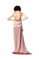 Affordable A-Line One Shoulder Silky Satin Long Dusty Pink Formal Evening Dress Canada
