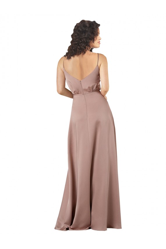Affordable A-Line Sweetheart Silky Satin Long Dusty Pink Formal Evening Dress Canada