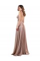 Affordable A-Line V-Neck Spandex Long Dusty Pink Black Tie Evening Dress Canada
