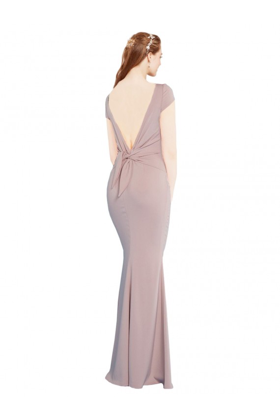 Affordable Mermaid Boat Neck Stretch Crepe Long Dusty Pink Formal Evening Dress Canada