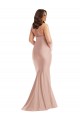 Affordable Mermaid Halter Neck Silky Satin Long Dusty Pink Formal Plus Size Evening Dress Canada