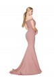 Affordable Mermaid High Neck Stretch Crepe Sweep Train Dusty Pink Formal Evening Dress Canada