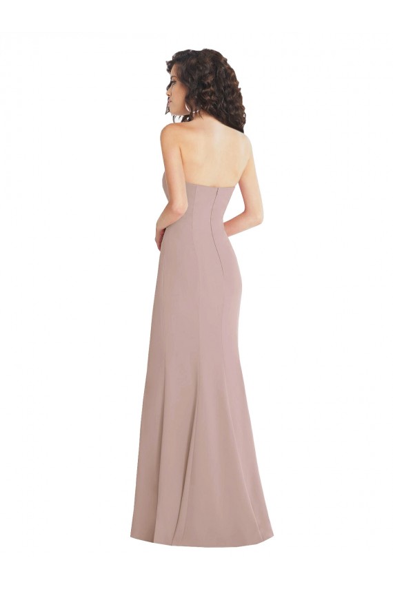 Affordable Mermaid Strapless Stretch Crepe Long Dusty Pink Formal Evening Dress Canada