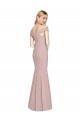Affordable Trumpet Off the Shoulder Stretch Crepe Long Dusty Pink Semi Formal Evening Dress Canada