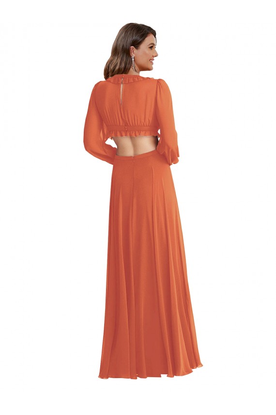 Affordable A-Line V-Neck Soft Chiffon Long Firecracker High Low Evening Dress Canada
