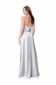 Affordable A-Line Halter Neck Silky Satin Long Fog Formal Evening Dress Canada