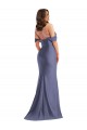 Affordable Mermaid Off the Shoulder Silky Satin Long French Blue Black Tie Plus Size Evening Dress Canada