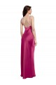 Affordable A-Line V-Neck Stretch Satin Long Fuchsia Formal Evening Dress Canada