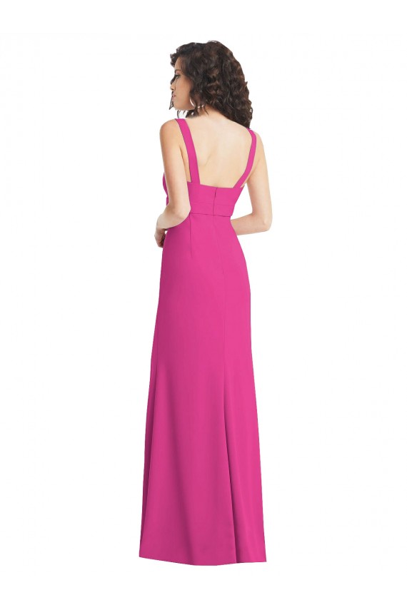 Affordable Trumpet Square Neck Stretch Crepe Long Fuchsia Semi Formal Evening Dress Canada