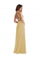 Affordable A-Line Halter Neck Soft Chiffon Long Gold Semi Formal Evening Dress Canada