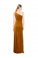 Affordable A-Line One Shoulder Stretch Velvet Long Gold Formal Evening Dress Canada