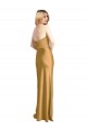 Affordable A-Line Strapless Stretch Satin Long Gold Formal Evening Dress Canada