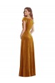 Affordable Sheath V-Neck Stretch Velvet Long Gold Formal Evening Dress Canada