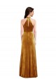 Affordable Trumpet High Neck Stretch Velvet Long Gold Semi Formal Evening Dress Canada