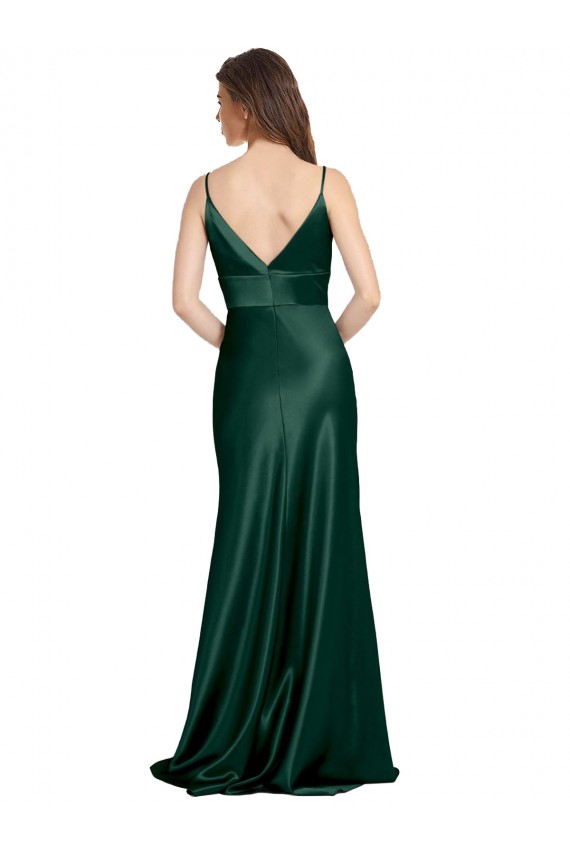Affordable Sheath High Neck Stretch Satin Long Hunter Formal Evening Dress Canada