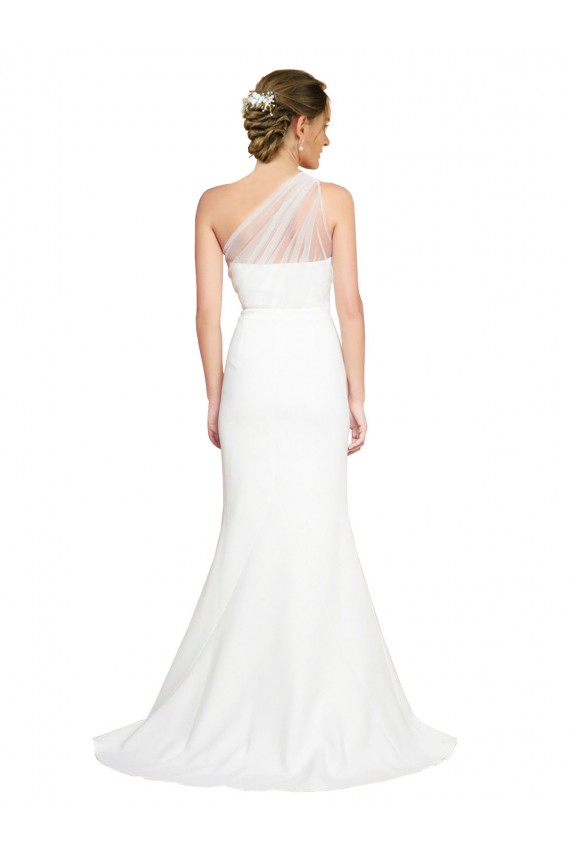Affordable Mermaid One Shoulder Stretch Crepe & Tulle Sweep Train Ivory Formal Evening Dress Canada