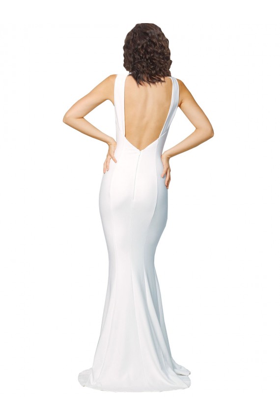 Affordable Sheath High Neck Stretch Crepe Long Ivory Formal Evening Dress Canada