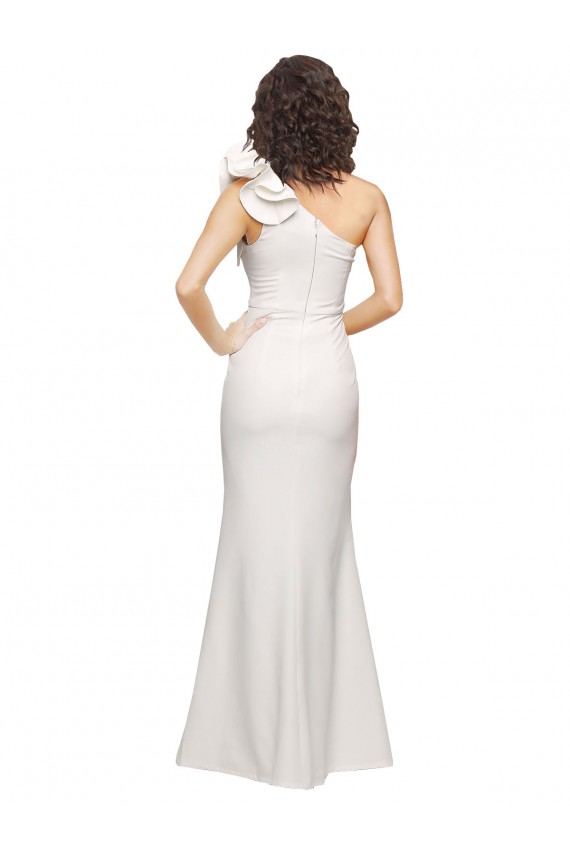 Affordable Sheath One Shoulder Stretch Crepe Long Ivory Formal Evening Dress Canada