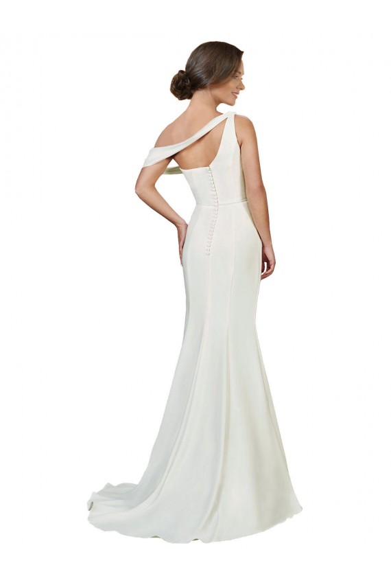 Affordable Sheath One Shoulder Stretch Crepe Sweep Train Ivory Formal Evening Dress Canada
