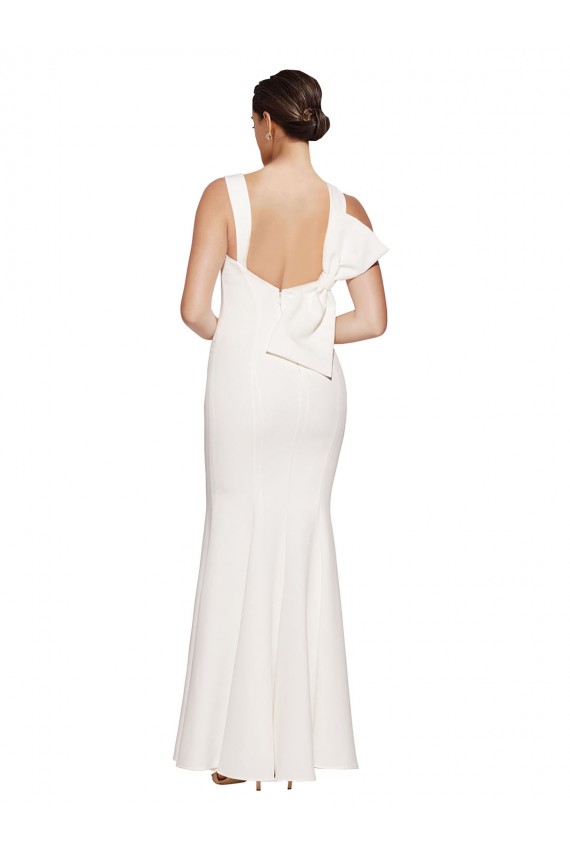 Affordable Sheath Square Neck Stretch Crepe Long Ivory Formal Evening Dress Canada