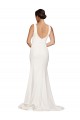 Affordable Sheath Square Neck Stretch Crepe Sweep Train Ivory Semi Formal Evening Dress Canada