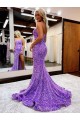 Affordable A-Line Sweetheart Velvet Sequins Court Train Lavender Velvet Sequin Evening Dress Canada