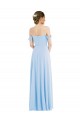 Affordable A-Line Off the Shoulder Soft Chiffon Long Light Sky Blue Formal Evening Dress Canada