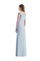 Affordable A-Line V-Neck Stretch Crepe Long Light Sky Blue Black Tie Evening Dress Canada