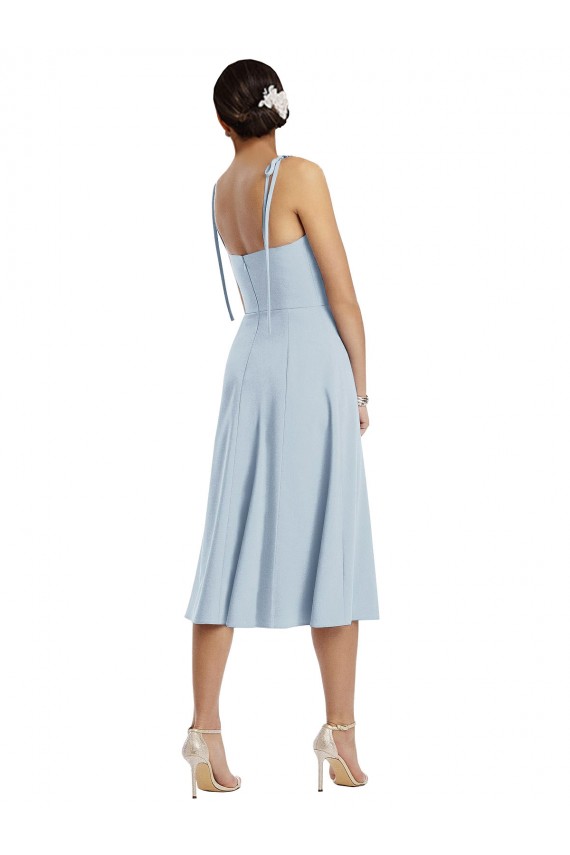 Affordable A-Line Sweetheart Stretch Crepe Midi Length Light Sky Blue Evening Dress Canada