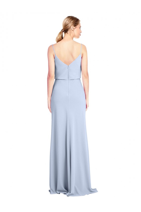 Affordable Sheath High Neck Stretch Crepe Long Light Sky Blue Formal Dress Canada