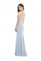 Affordable Trumpet High Neck Stretch Crepe Long Light Sky Blue Semi Formal Evening Dress Canada