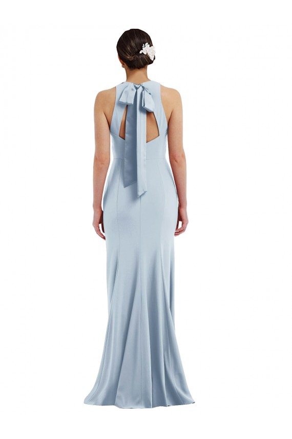 Affordable Trumpet Jewel Neck Stretch Crepe Long Light Sky Blue Formal Evening Dress Canada