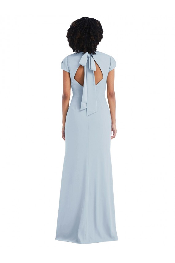 Affordable Trumpet Jewel Neck Stretch Crepe Long Light Sky Blue Semi Formal Evening Dress Canada