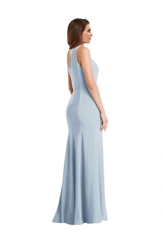 Affordable Trumpet One Shoulder Stretch Crepe Long Light Sky Blue Formal Evening Dress Canada