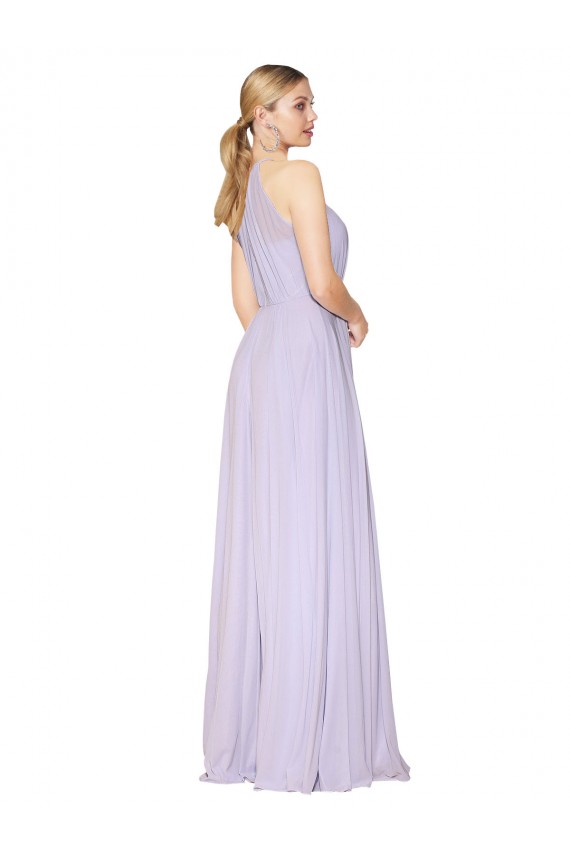Affordable A-Line High Neck Soft Chiffon Long Lilac Formal Evening Dress Canada