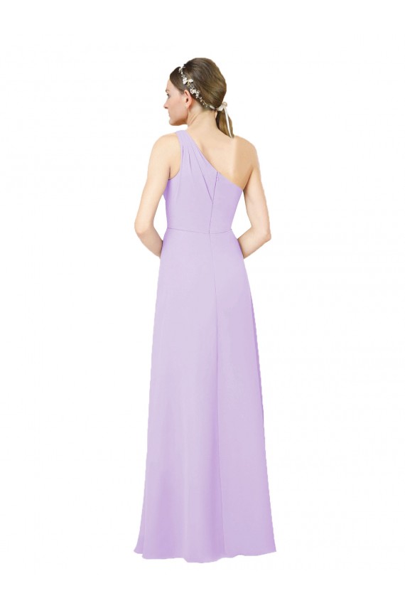 Affordable Sheath One Shoulder Soft Chiffon Long Lilac Formal Evening Dress Canada