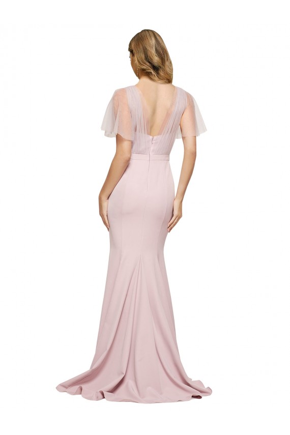 Affordable Sheath Sweetheart Stretch Crepe & Tulle Long Mauve Formal Evening Dress Canada